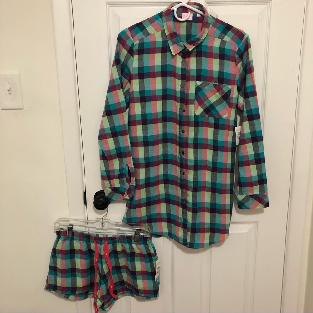 Nordstrom Green Buffalo Check Flannel 2 Piece Set Check Make + Model -Size Small